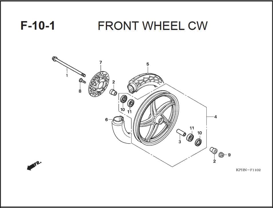 F-10-1 Front Wheel CW – Katalog Suku Cadang Honda Supra X 125 PGM-FI