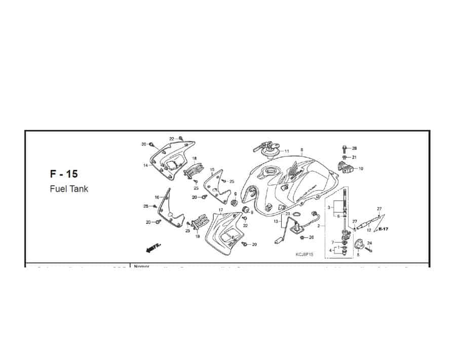 F – 15 Fuel Tank – Katalog Suku Cadang Honda Tiger Revo KCJ