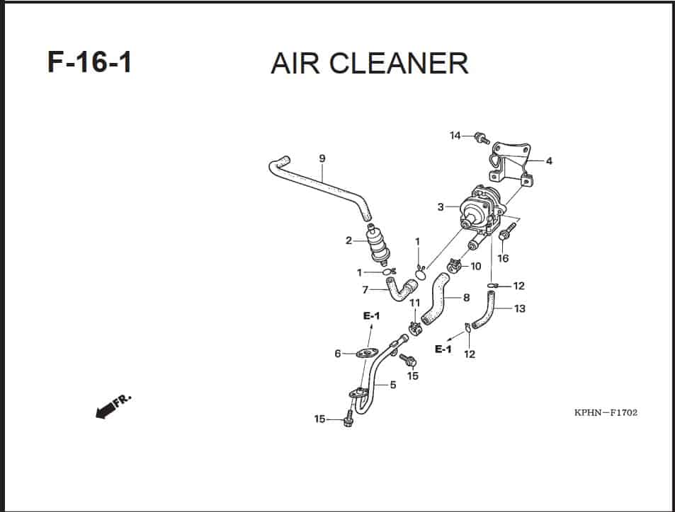 F-16-1 Air Cleaner – Katalog Suku Cadang Honda Supra X 125 PGM-FI