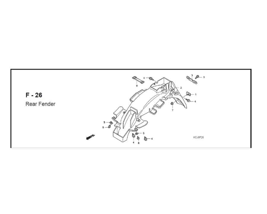 F – 26 Rear Fender – Katalog Suku Cadang Honda Tiger Revo KCJ