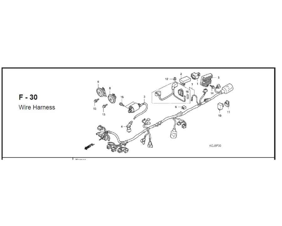 F – 30 Wire Harness – Katalog Suku Cadang Honda Tiger Revo KCJ