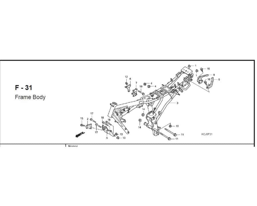 F – 31 Frame Body –  Katalog Suku Cadang Honda Tiger Revo KCJ