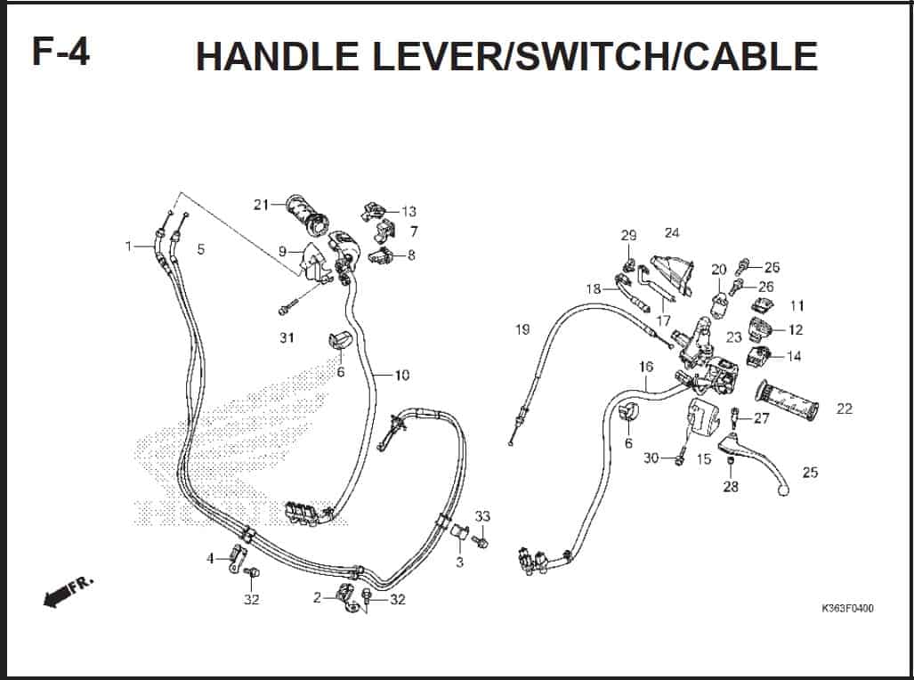 F-4 Handle Lever/Switch Cable – Katalog Honda PCX 150