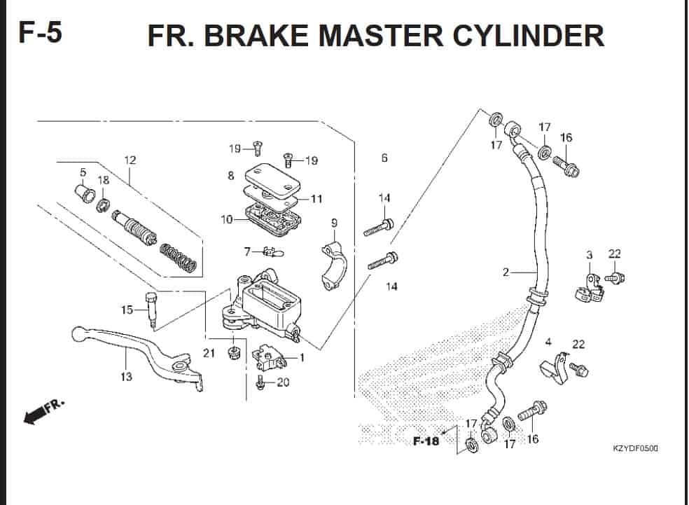 F-5 FR. Brake Master Cylinder