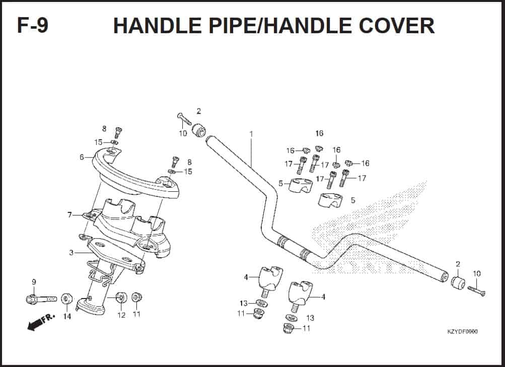 F-9 Handle Pipe/Handle Cover – Katalog Honda PCX 150 KZY