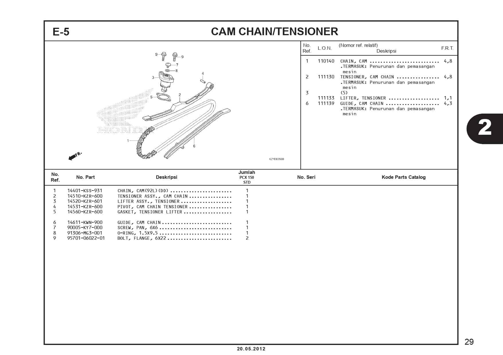 E-5 CamChain/ Tensioner