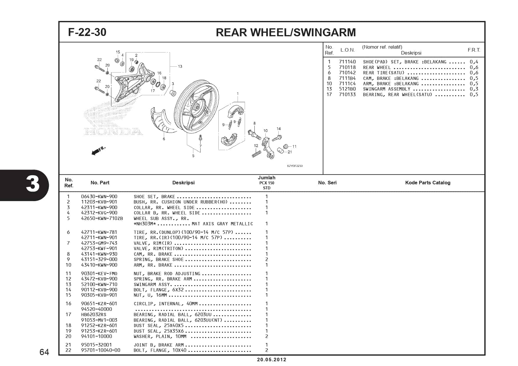 F-22-30 Rear Wheel/ Swingarm