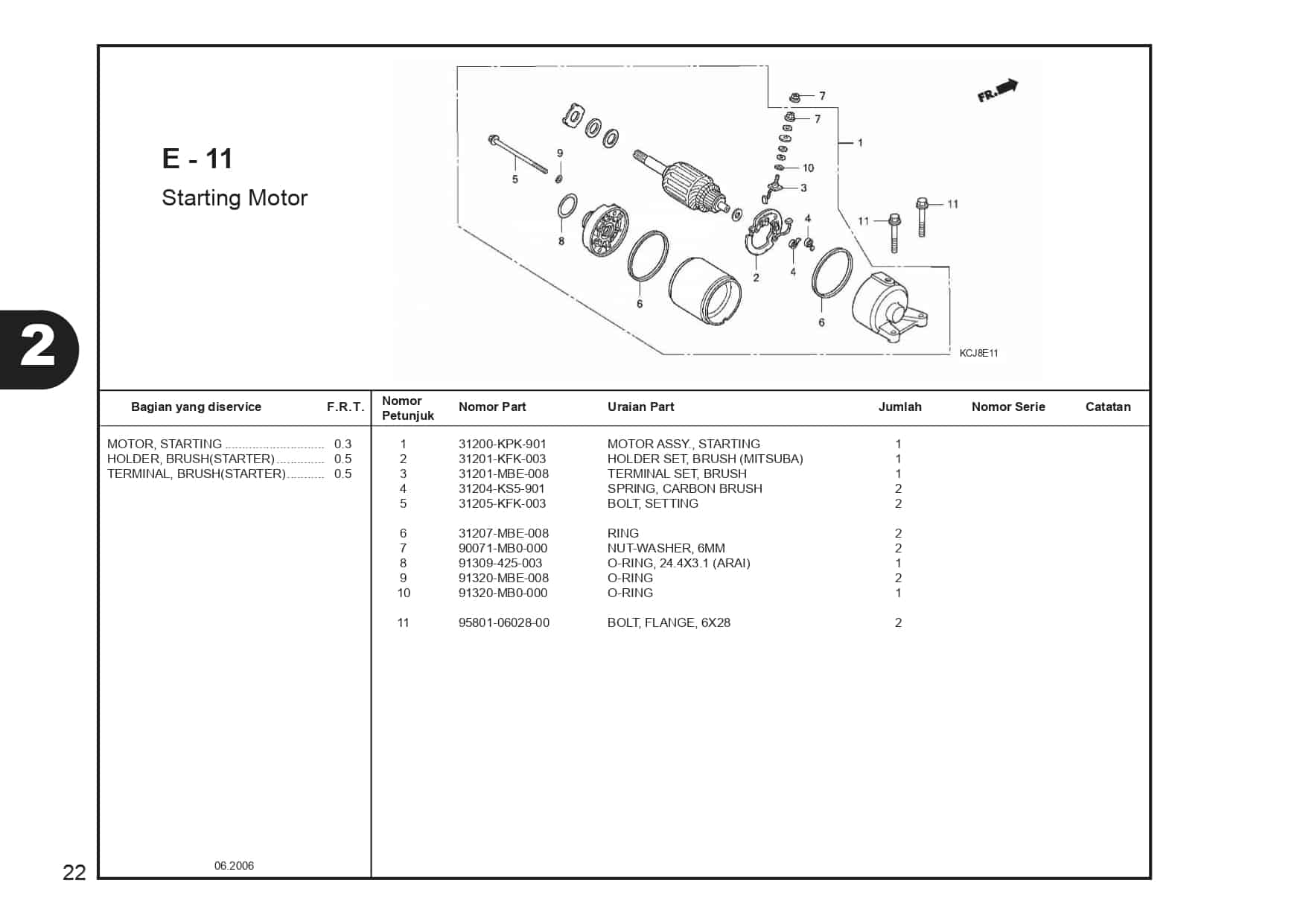 E-11 starting motor