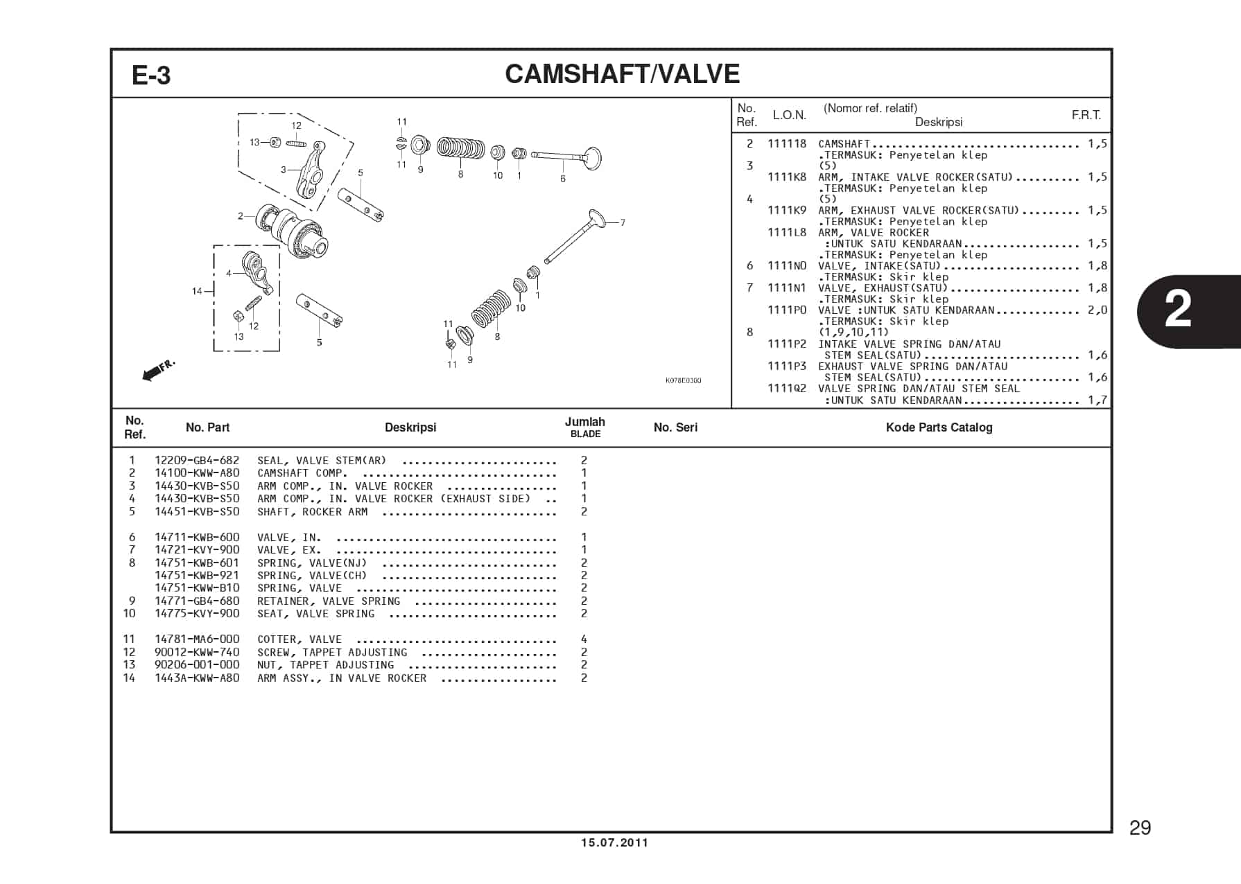 E-3 CAMSHAFT/VALVE