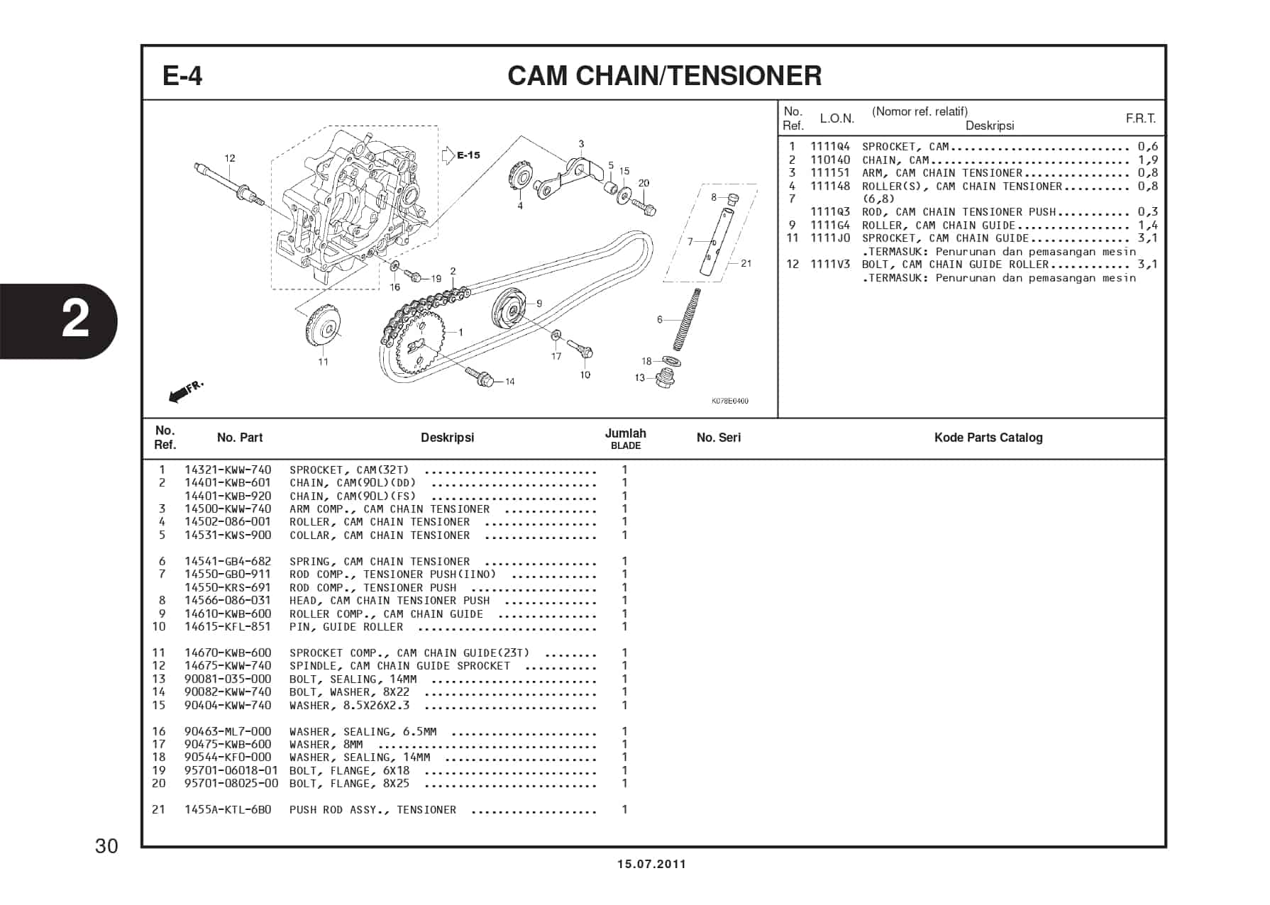 E-4 CAM CHAIN/TENSIONER