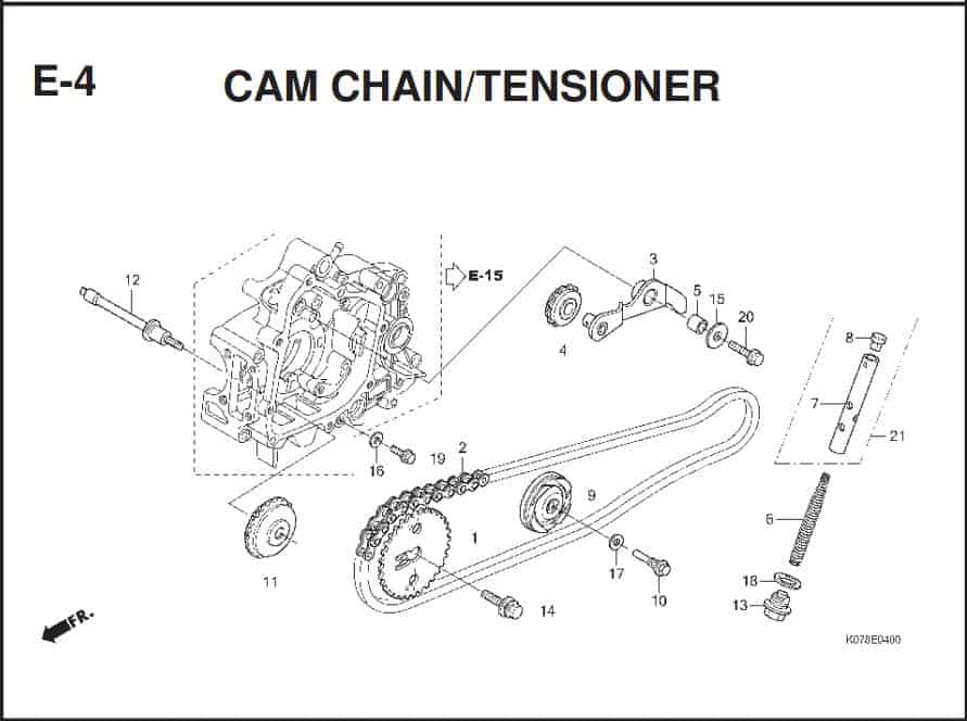 E-4 Cam Chain/Tensioner – Katalog Suku Cadang Honda Blade 110