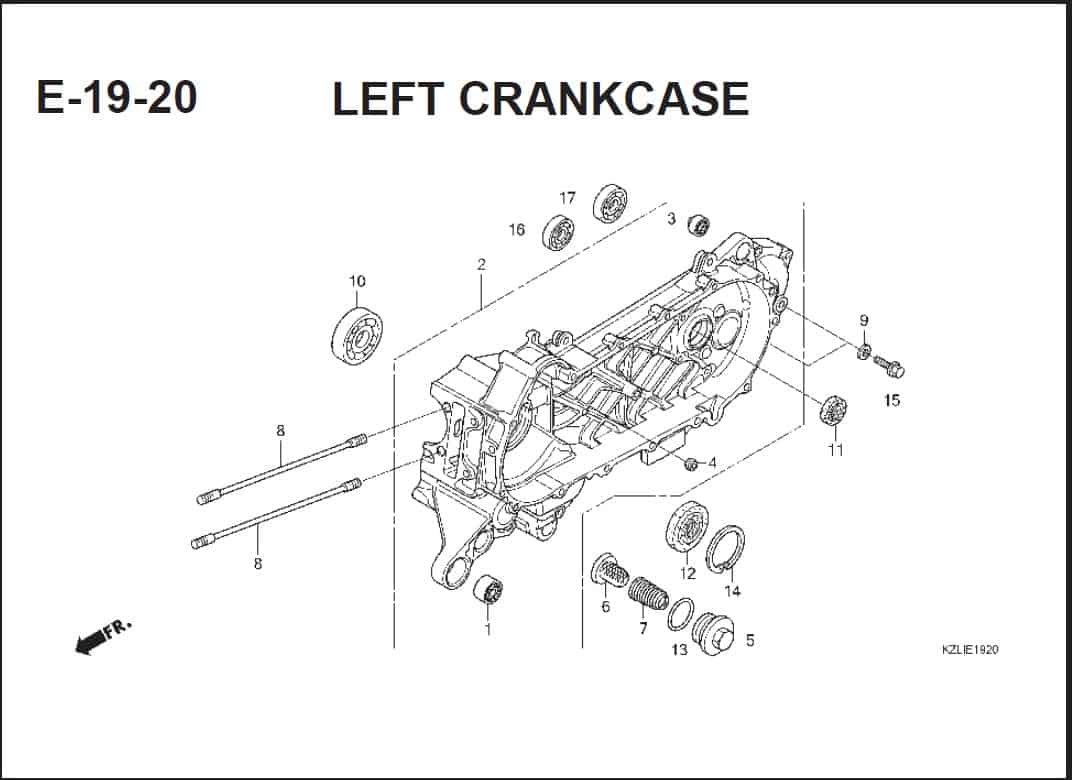 E-19-20 Left Crankcase – Katalog Suku Cadang Honda Spacy