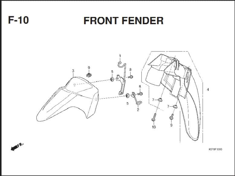 F-10 Front Fender – Katalog Suku Cadang Honda Blade 110