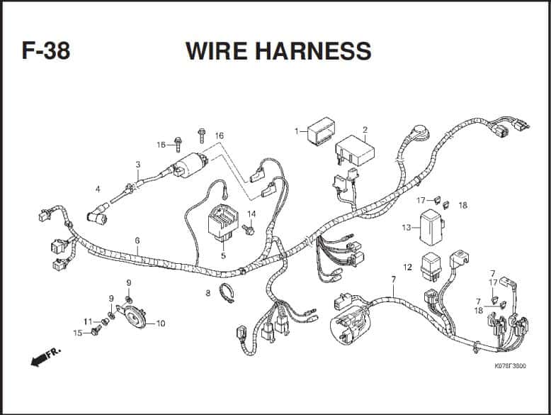 F-38 Wire Harness – Katalog Suku Cadang Honda Blade 110