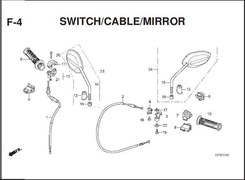 F-4 SWITCH CABLE MIRROR