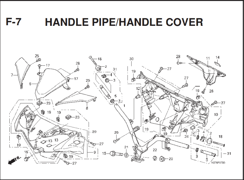 F-7 Handle Pipe/Handle Cover – Katalog Suku Cadang Honda Blade 110