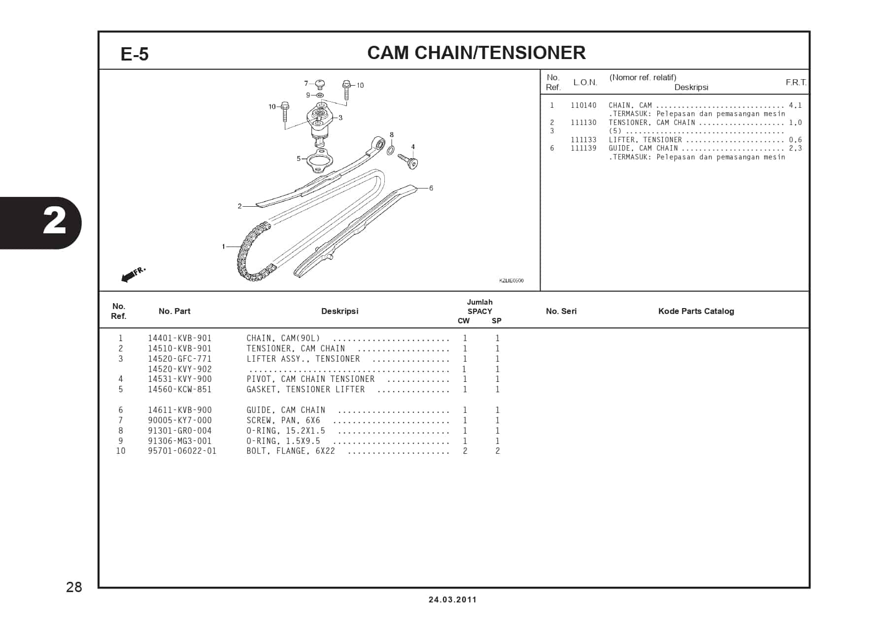 E-5 CAM CHAIN/TENSIONER