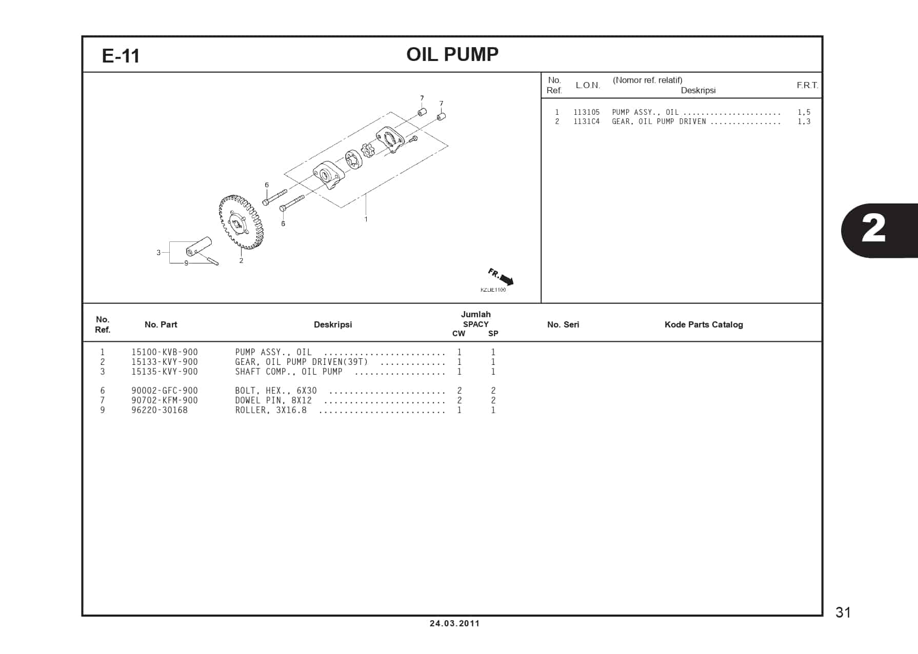 E-11 OIL PUMP