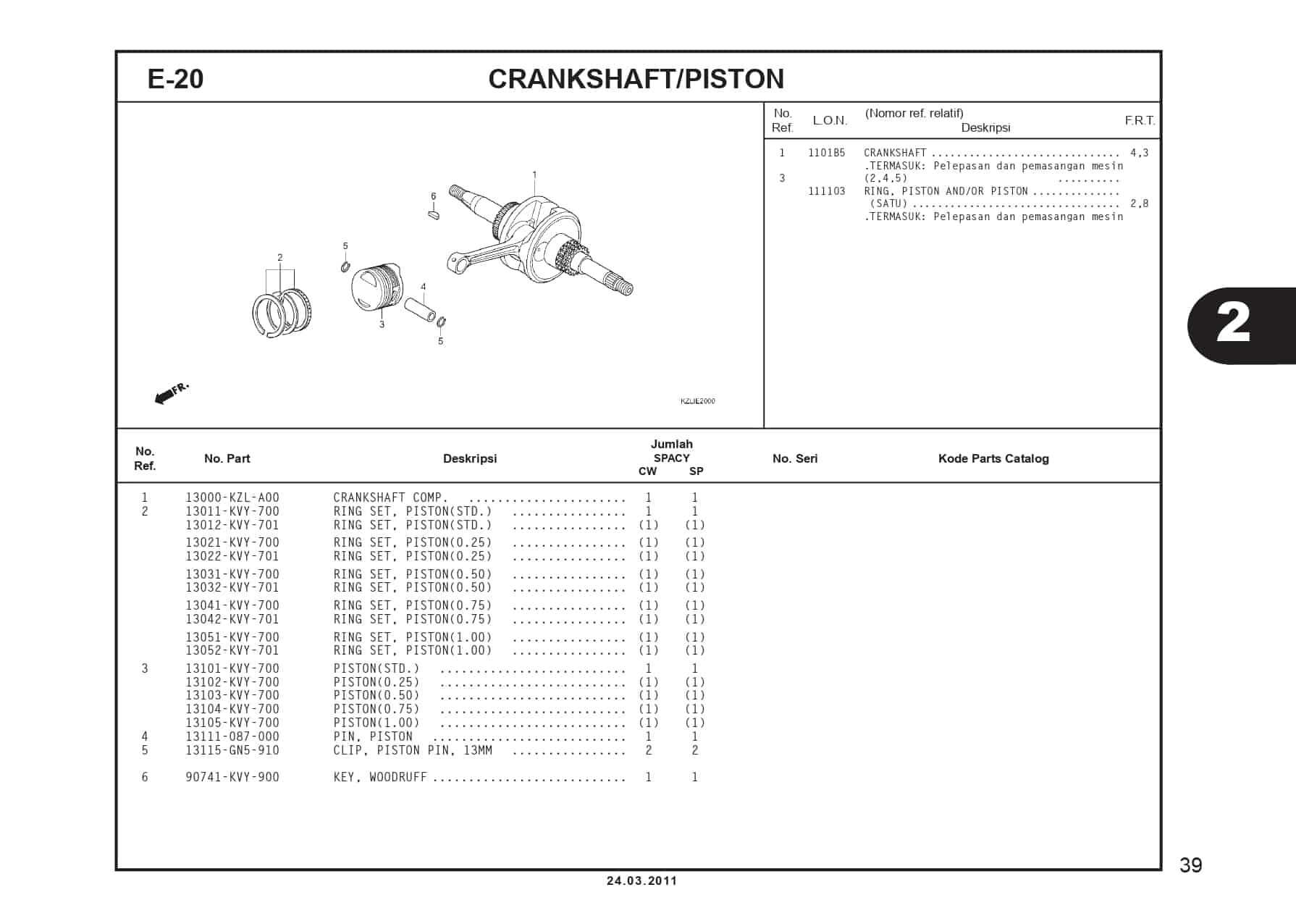 E-20 CRANKSHAFT/PISTON