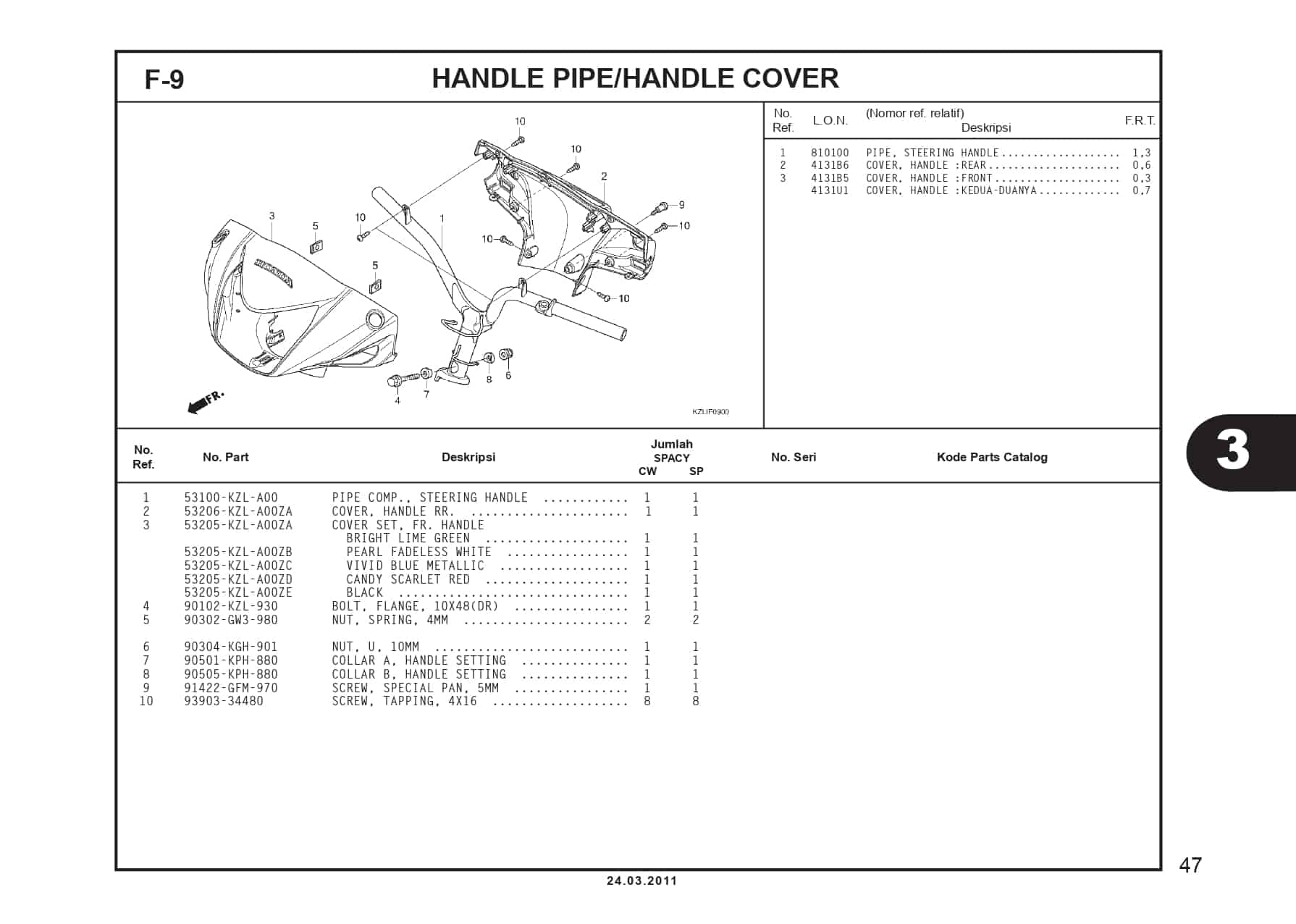 F-9 HANDLE PIPE/HANDLE COVER