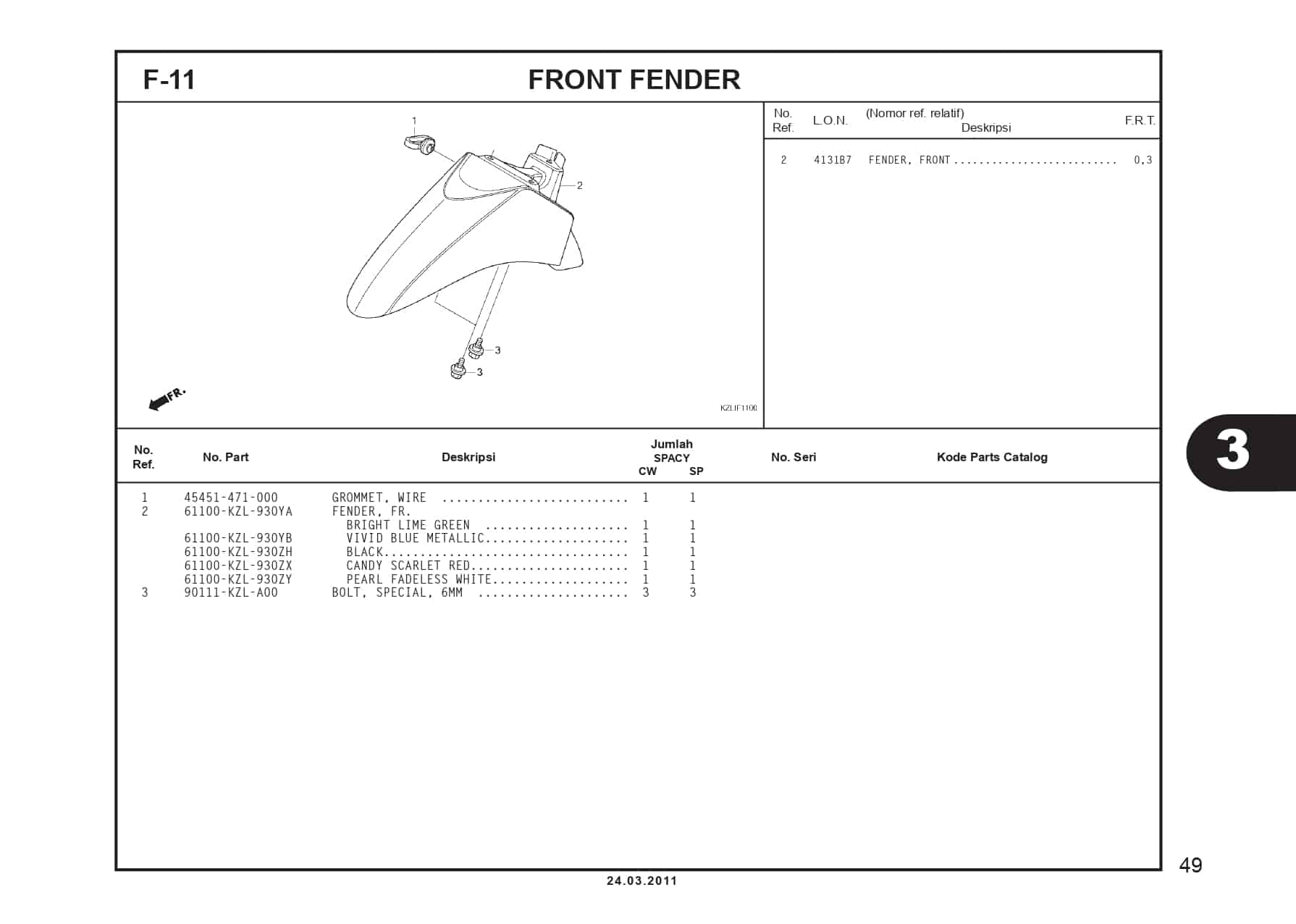 F-11 FRONT FENDER