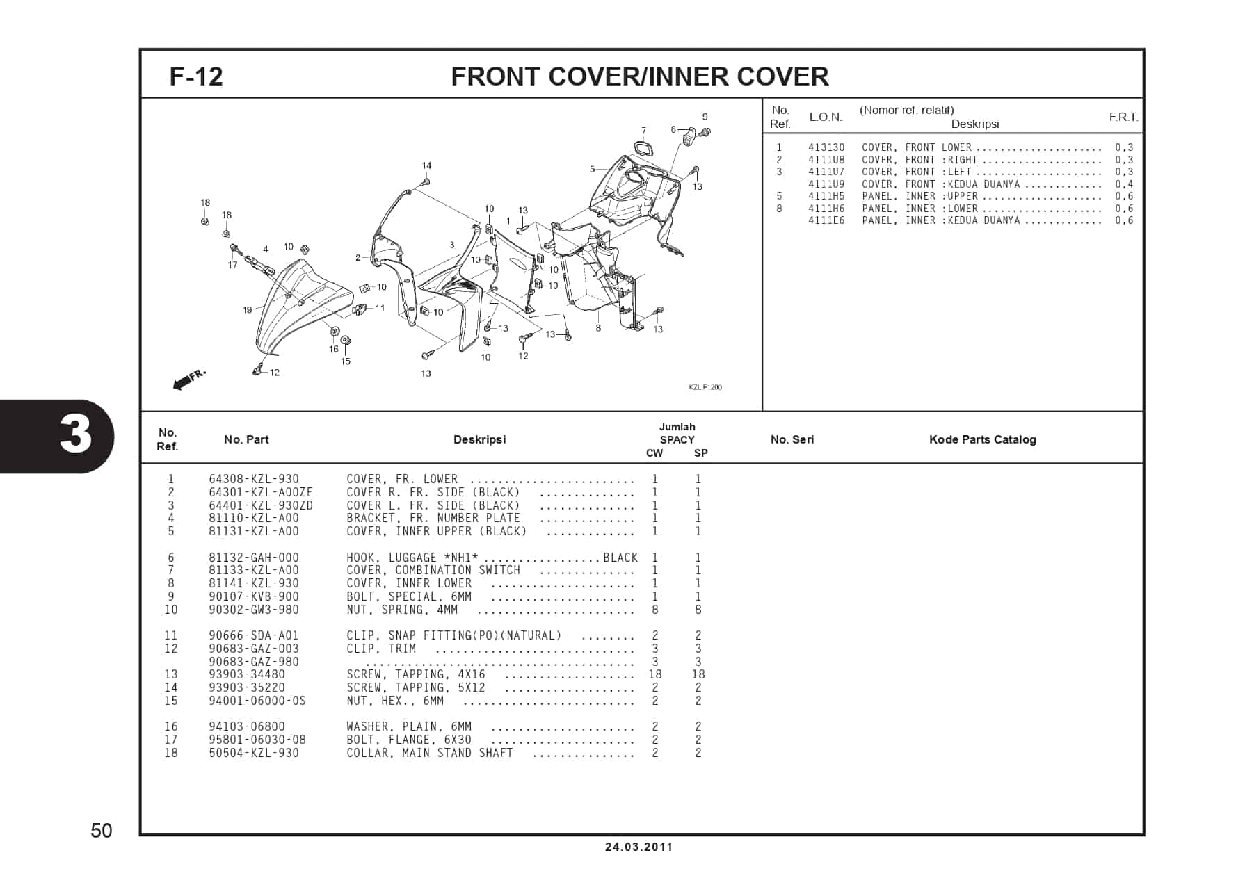 F-12 FRONT COVER/INNER COVER