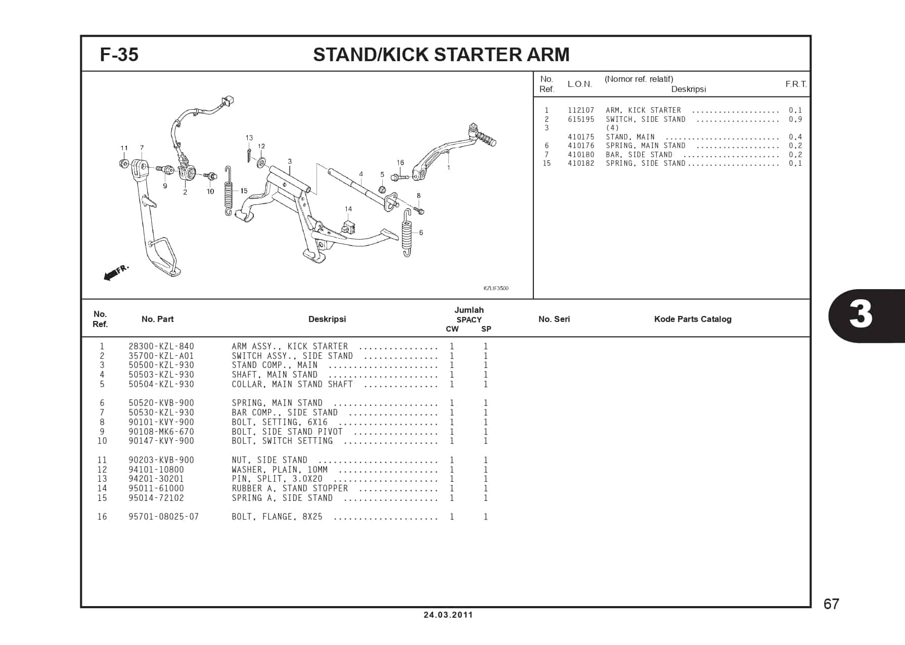 F-35 STAND/KICK STARTER ARM