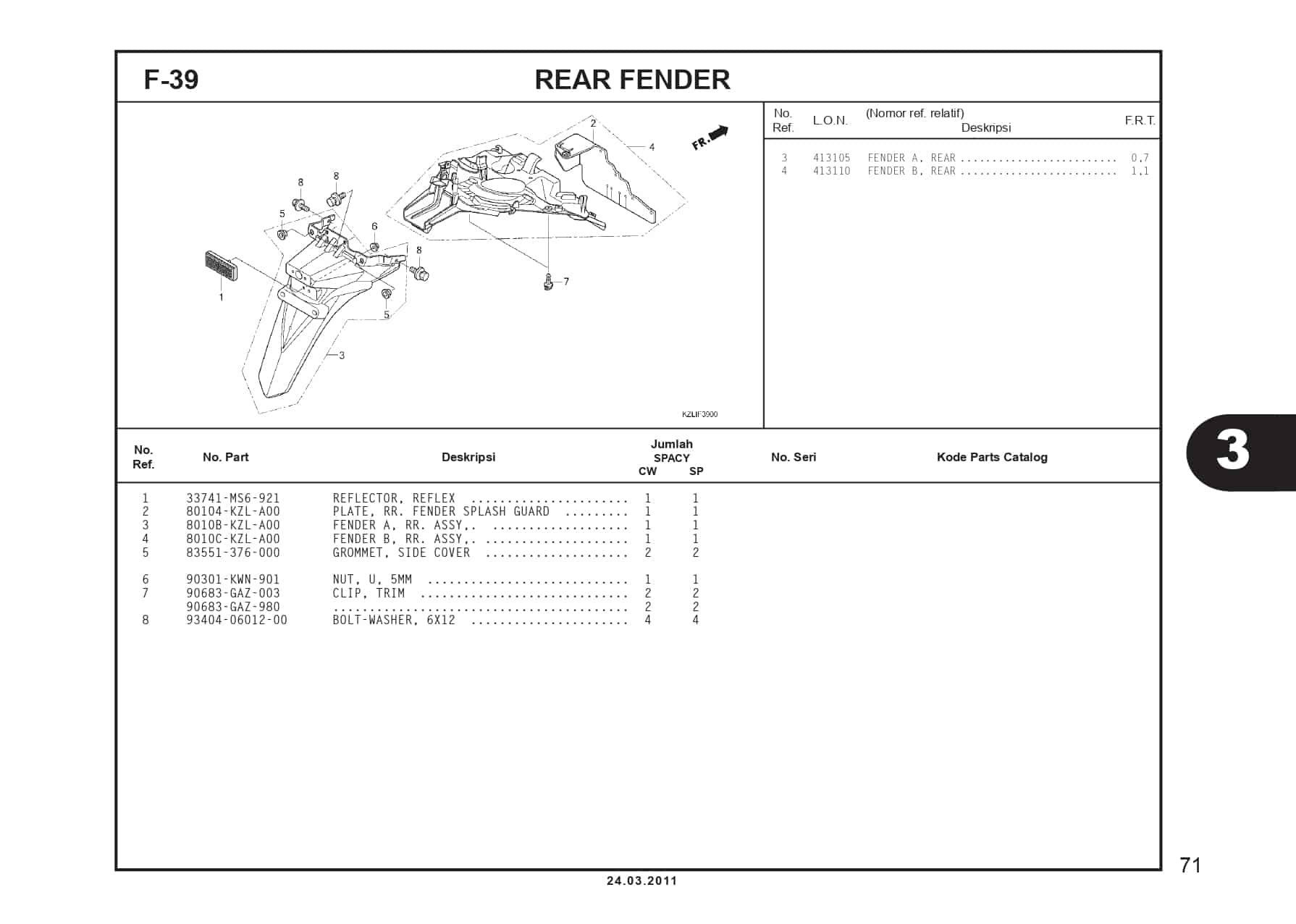 F-39 REAR FENDER