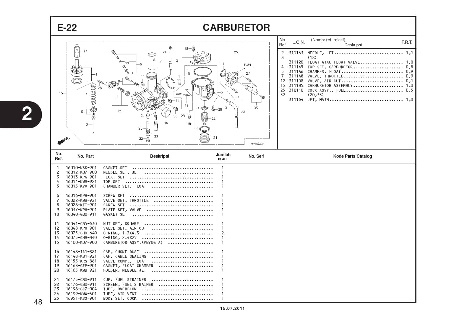 E-22 CARBURETOR