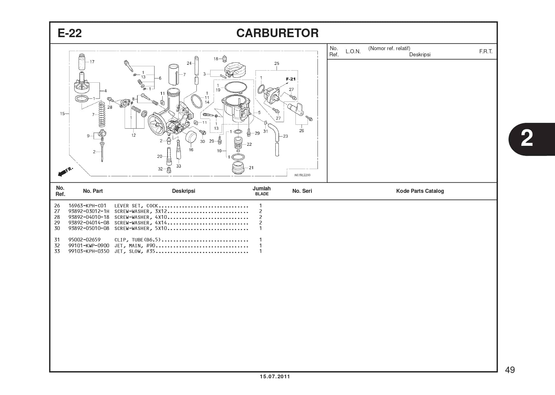 E-22 CARBURETOR