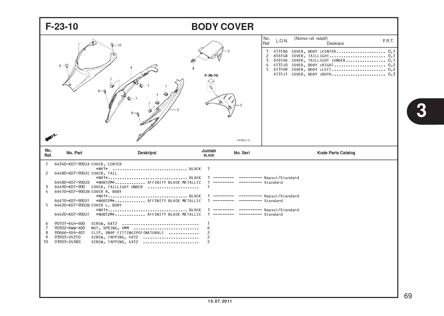 F-23-10 BODY COVER