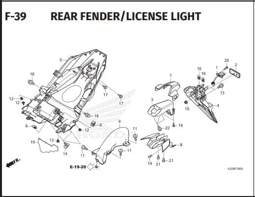 F39 REAR FENDER LICENSE LIGHT