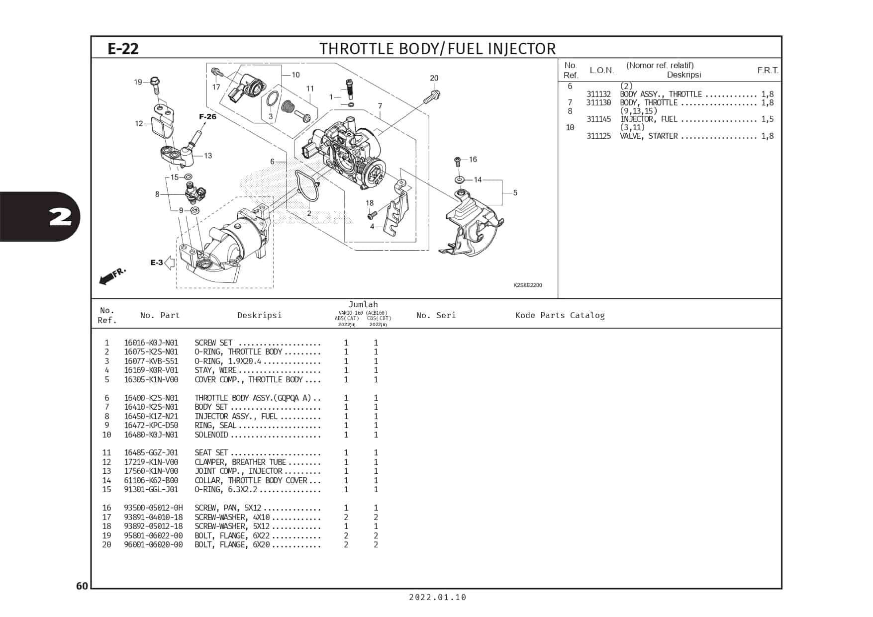 E22 - Throttle Body/ Fuel Injector