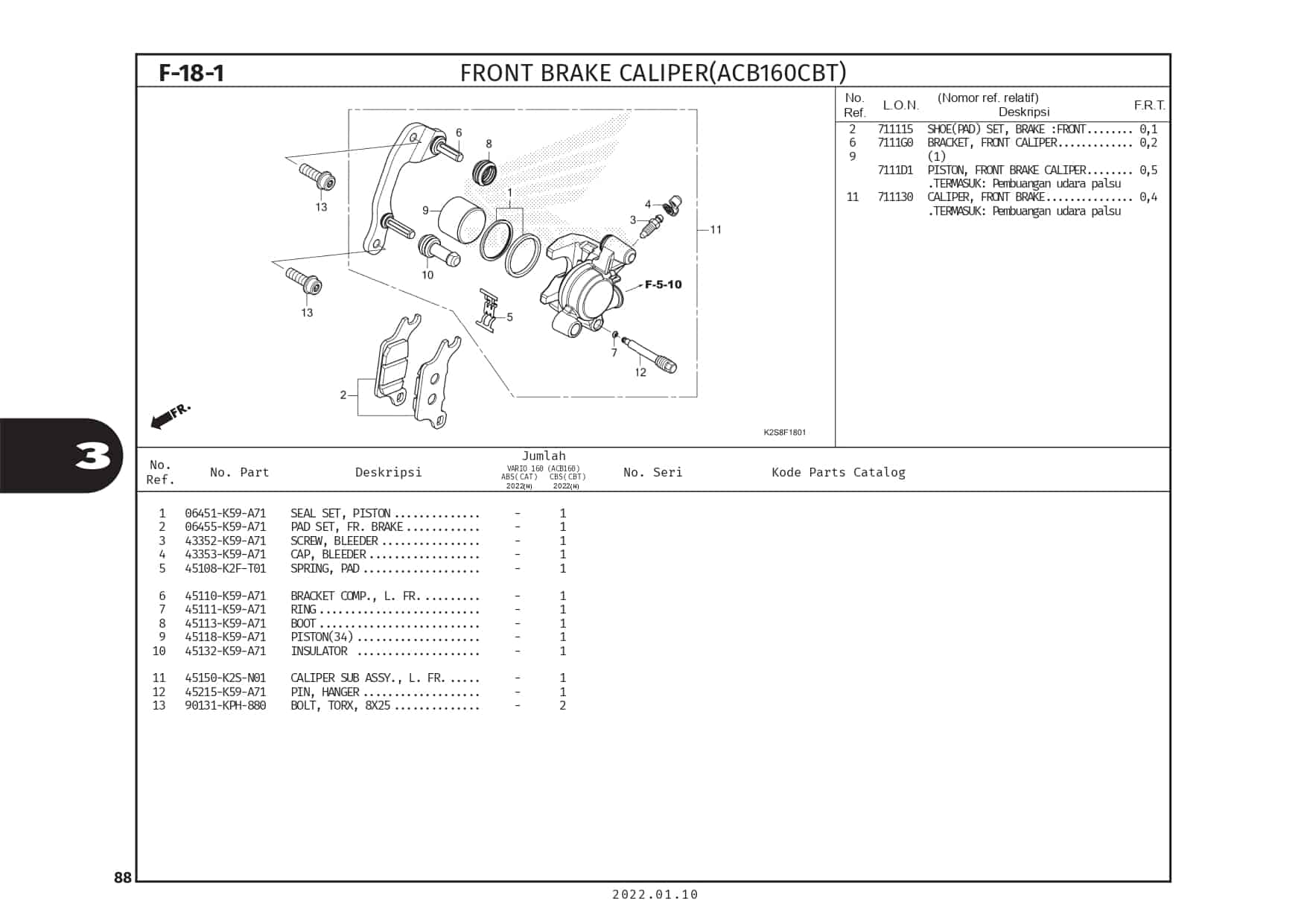 F18-1 - Front Brake Caliper