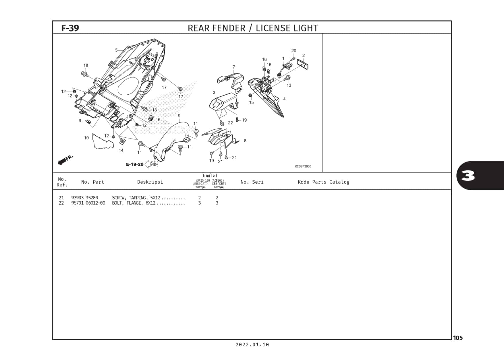 F39 – Rear Fender/License Light