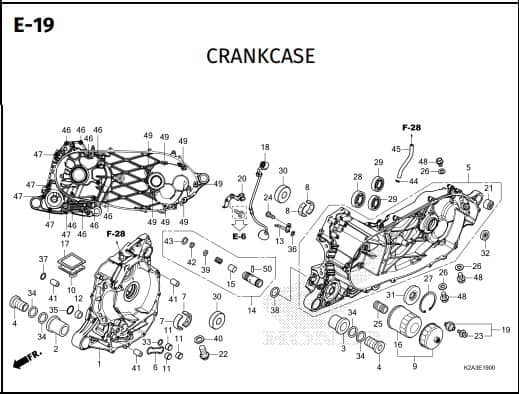 E-19 Crankcase – Katalog Honda Forza