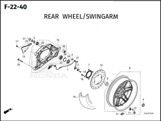 F-22-40 REAR WHEEL SWINGARM