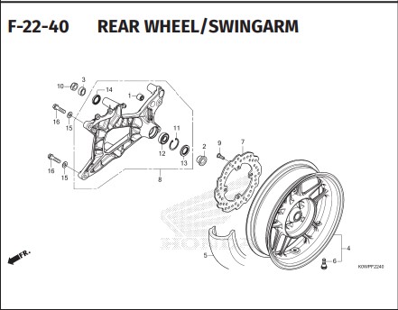 F-22-40 REAR WHEEL SWINGARM