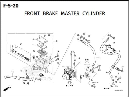 F-5-20 FRONT BRAKE MASTER CYLINDER