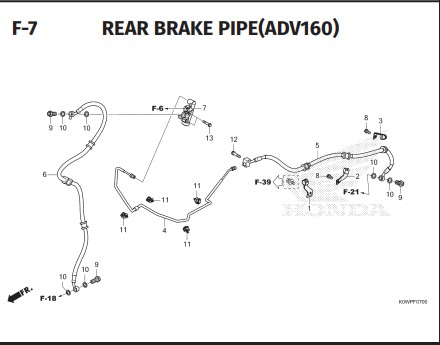 F-7 Rear Brake Pipe – Honda ADV 160