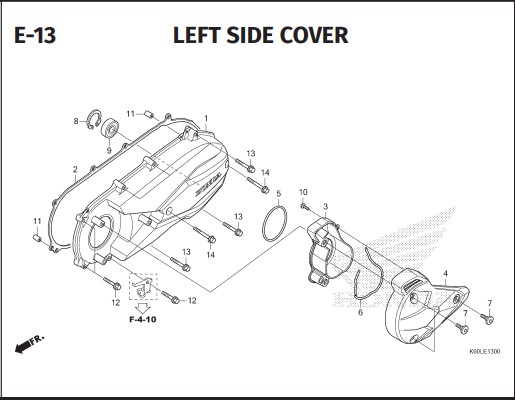 E-13 Left Side Cover – Katalog Suku Cadang Honda Vario 125 K2V