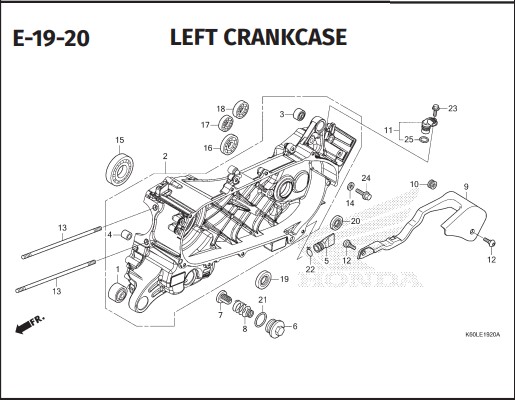 E-19-20 Left Crankcase – Katalog Suku Cadang Honda Vario 125 K2V