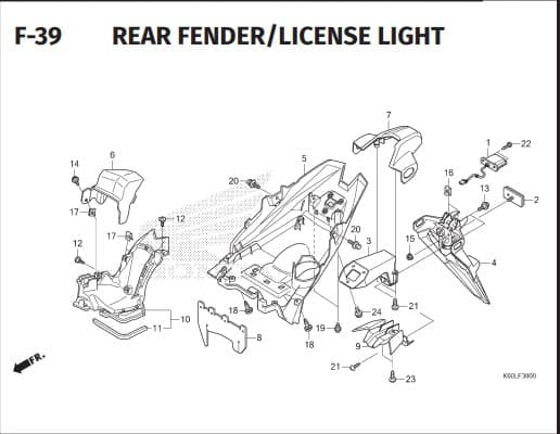 F-39 REAR FENDER LICENSE LIGHT