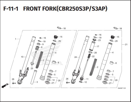 F-11-1 Front Fork – Katalog Honda CBR 250RR K64N