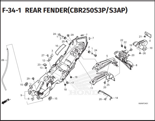 F-34-1 Rear Fender – Katalog Honda CBR 250RR K64N