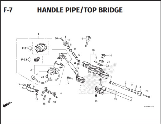 F-7 – Handle Pipe Top Bridge – Katalog Honda CBR 250RR K64N