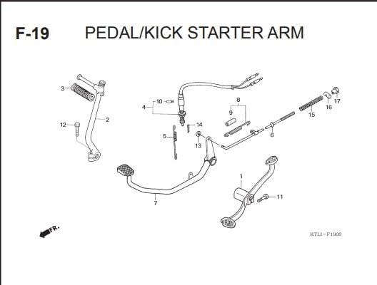 F-19 PEDAL KICK STARTER ARM