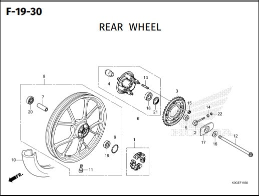 F-19-30 Rear Wheel – Katalog Honda Super Cub 125