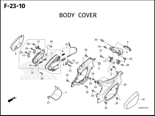 F-23-10 Body Cover – Katalog Honda Super Cub 125