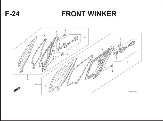 F-24 Front Winker – Katalog Suku Cadang Honda Blade 110